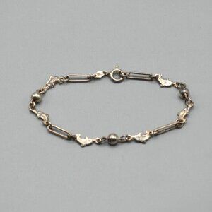Sterling Silver Fish Dolphin Chain Bracelet 7.5" 5 Grams 925 Italy Porpoises